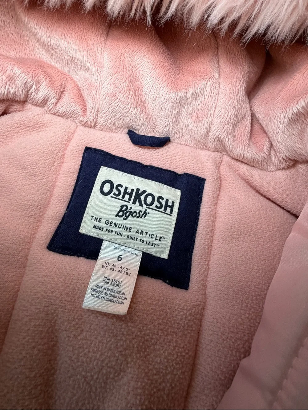 OshKosh B'gosh Girls Heavyweight Winter Parka Jacket Size 6
